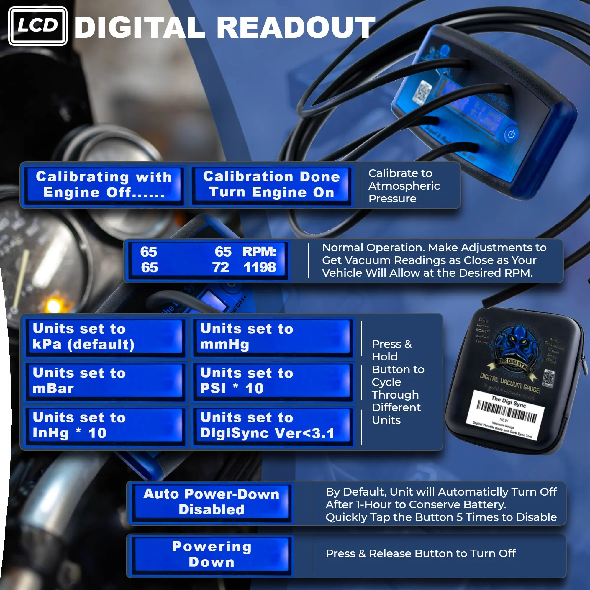 The Digi Sync 4-Channel Digital Carburetor & Throttle Body Synchronizer ...