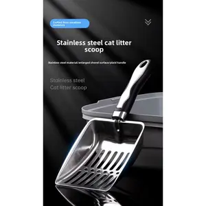 Cat Litter Scoop, Aluminum Alloy Sifter, Kitty Metal Scooper, Deep Shovel, Long Handle, Poop Sifting, Kitten Pooper Lifter, Durable, Heavy Duty, for Litter Box