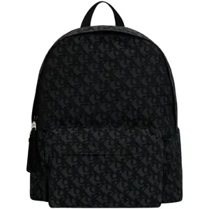 Calvin Klein Campus Style Letter Jacquard Fabric Backpack For Men In Space Black