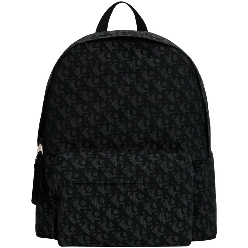 Calvin Klein Men's Casual Backpack, Campus Style, Space Black, Letter Jacquard Fabric
