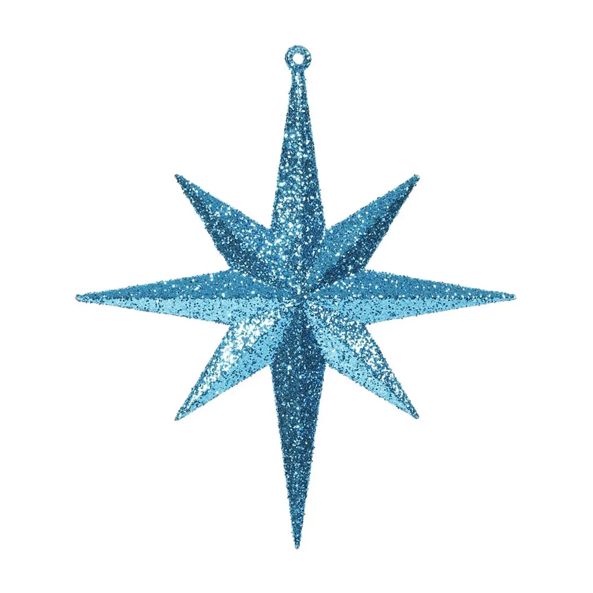 212 MAIN Teal Glitter Plastic Bethlehem Star Christmas Decoration, 8 in. 4-Pack Festive Ornament (4 Per Box), Four Pack