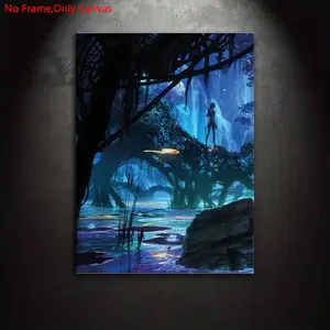 1 piece/set of frameless canvas painting print poster, classic science fiction art, Pandora star scenery, perfect gift for movie fans, ideal gift for bedroom, living room, kitchen, dormitory corridor, mural, wall decoration, room decoration