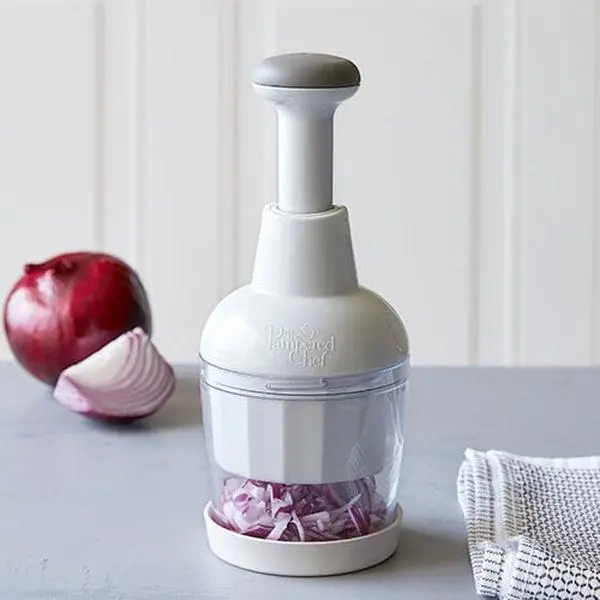 Kitchen Food Chopper by Pampered Chef – Handheld Fruit & Vegetable Chopper with Clear Design