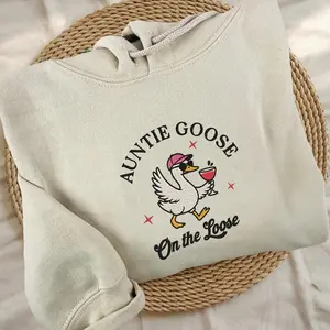 Embroidered Auntie Silly Goose T-shirt/Sweatshirt/Hoodie, Funny Gift For Aunt From Niece/Nephew, Cool Aunts Club Shirt, Goose Lover Gift For Aunt