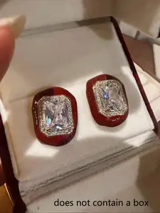 Vintage Elegant Glass Rhinestone Stud Earrings for Women, Luxurious High-End Design, Perfect for Daily Wear, Parties, and Balls, High Quality Earrings