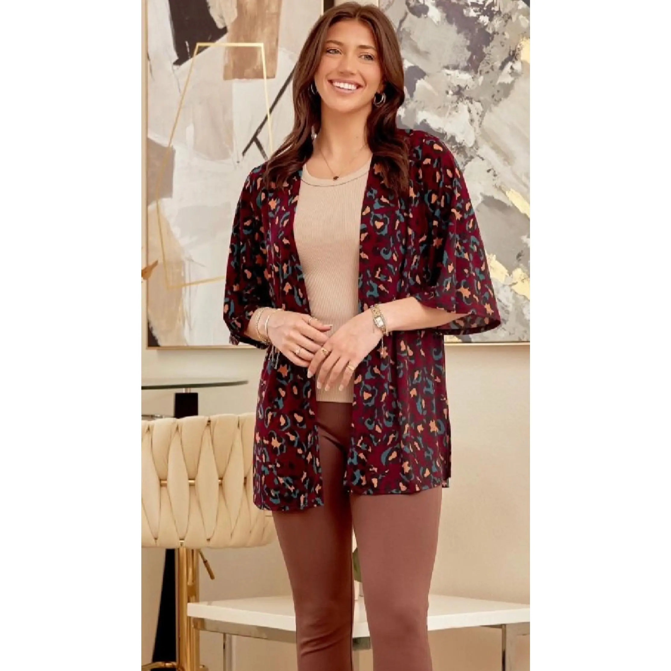 Wine Leopard Cardigan
