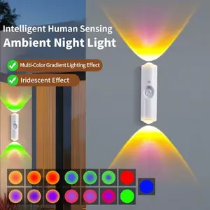 1/2/4PCS Smart spotlight with human motion sensor, adjustable in 3 modes, 1500mAh battery, USB Type C port, magnetic installation, suitable for living rooms, bathrooms, and bedrooms