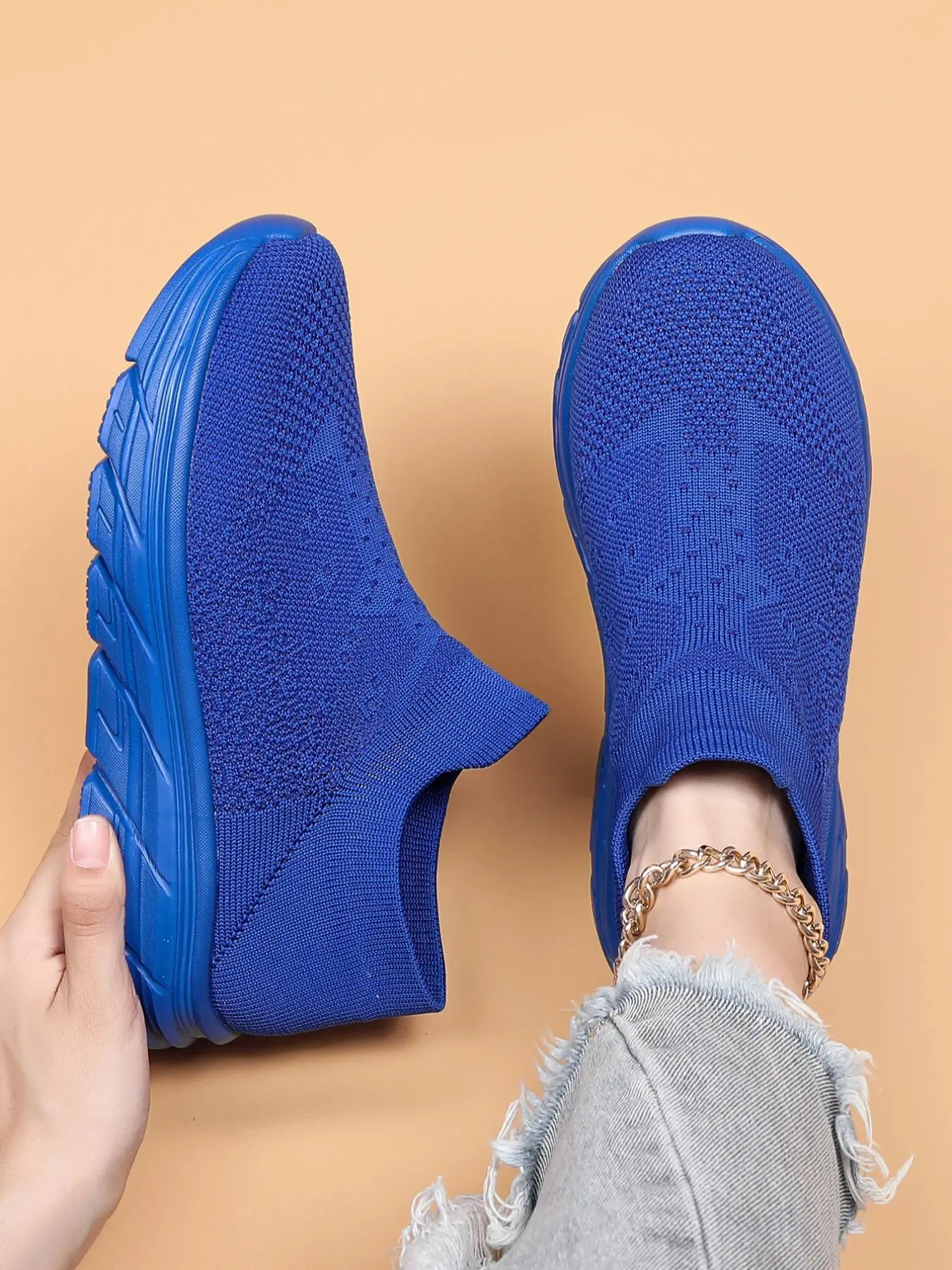 Women's Fashionable Breathable Mesh Sneakers, Casual Comfortable Sports Running Shoes, Female All-match Round Toe Shoes for Daily Wear, Knit Running Shoes, Knitted Running Shoes, Casual Jogging Shoes