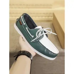 Men's Colorblock Slip on Flat Boat Shoes, Casual Comfortable Breathable Sports Shoes, Fashionable Sailing Shoes for Outdoor SportsRAIMENTRY