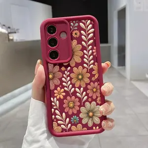 Phone Case Compatible Samsung S26 S25 Ultra S24 Plus S23 S22 S21 Vintage Floral Pattern Shockproof Silicone TPU Bumper Drop Protection Cover Smartphone Casing
