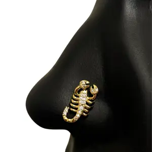 XL Scorpion Nose Stud in Surgical Steel 20 Gauge L-Shape 7mm x 4mm Hypoallergenic with Case and Pouch