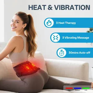 [ No Power Bank Needed ]Cordless Back Massager with 3 Heating Level, up to 58'' Lower Back Massager Heating Pad for Back,  3 Heating Levels 3 Vibration Massage