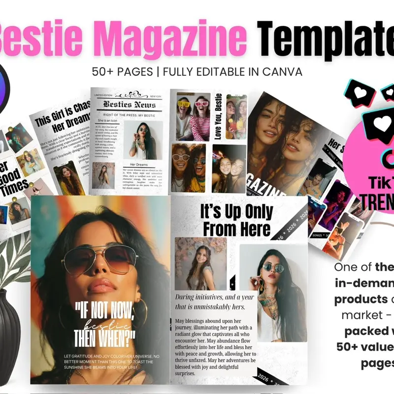 Bestie Magazine Printed for You, 50+ Pages Fully Edited in Canva and Printed as a Soft Cover for Your Trendy In-Demand Gift