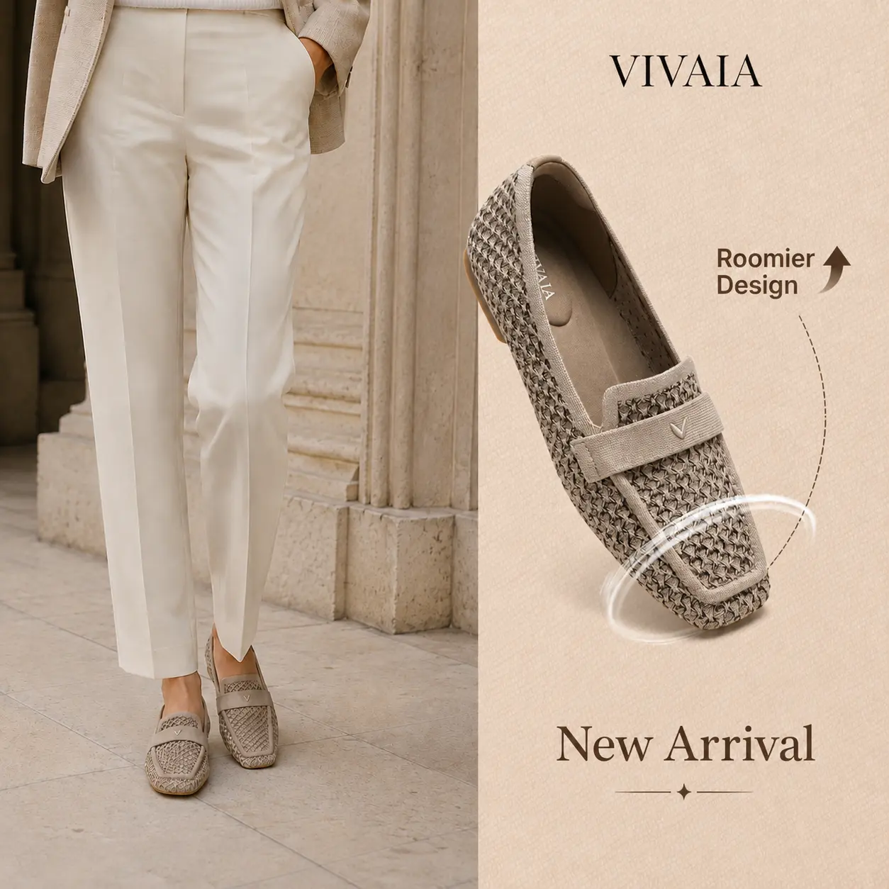 VIVAIA Arch Support Square-Toe Knit Icon Loafers, Mesh Loafers, Slimming Fit With Herbal Arch Support, Lightweight Shoes, Portable Office Work, Travel Essentials, Commute Shoes, Work shoes, Comfortable Loafers, penny loafers(Silvie) tiktokshopbacktoschool