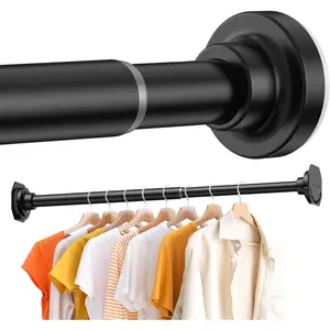 Closet Rods for Hanging Clothes 18 to 28 Inches, 1 Inch Adjustable Short Closet Rod Heavy Duty Clothes Hanging Tension Rod for Closet Wardrobes Laundry RV, Black