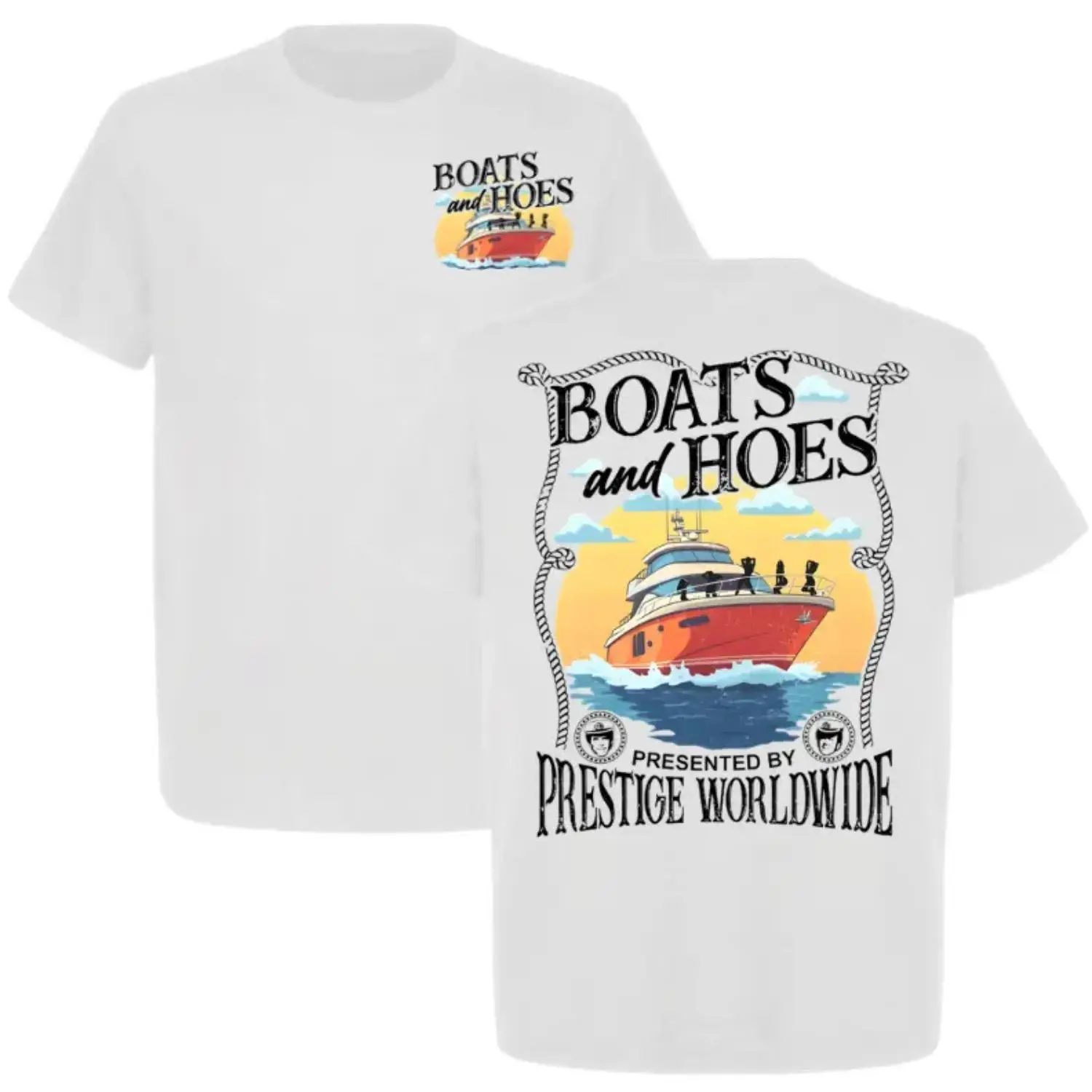 Unisex Step Brothers "Boats and Hoes" Vintage Retro Short-Sleeve Round Neck T-Shirt - Funny Graphic Casual Cotton Tees, Men's Gifts, Sports & Outdoor Clothes, Summer Streetwear Top, Men's Gifts Funny Graphic Casual Cotton Shortsleeve Tees, 100% Cotton, Br