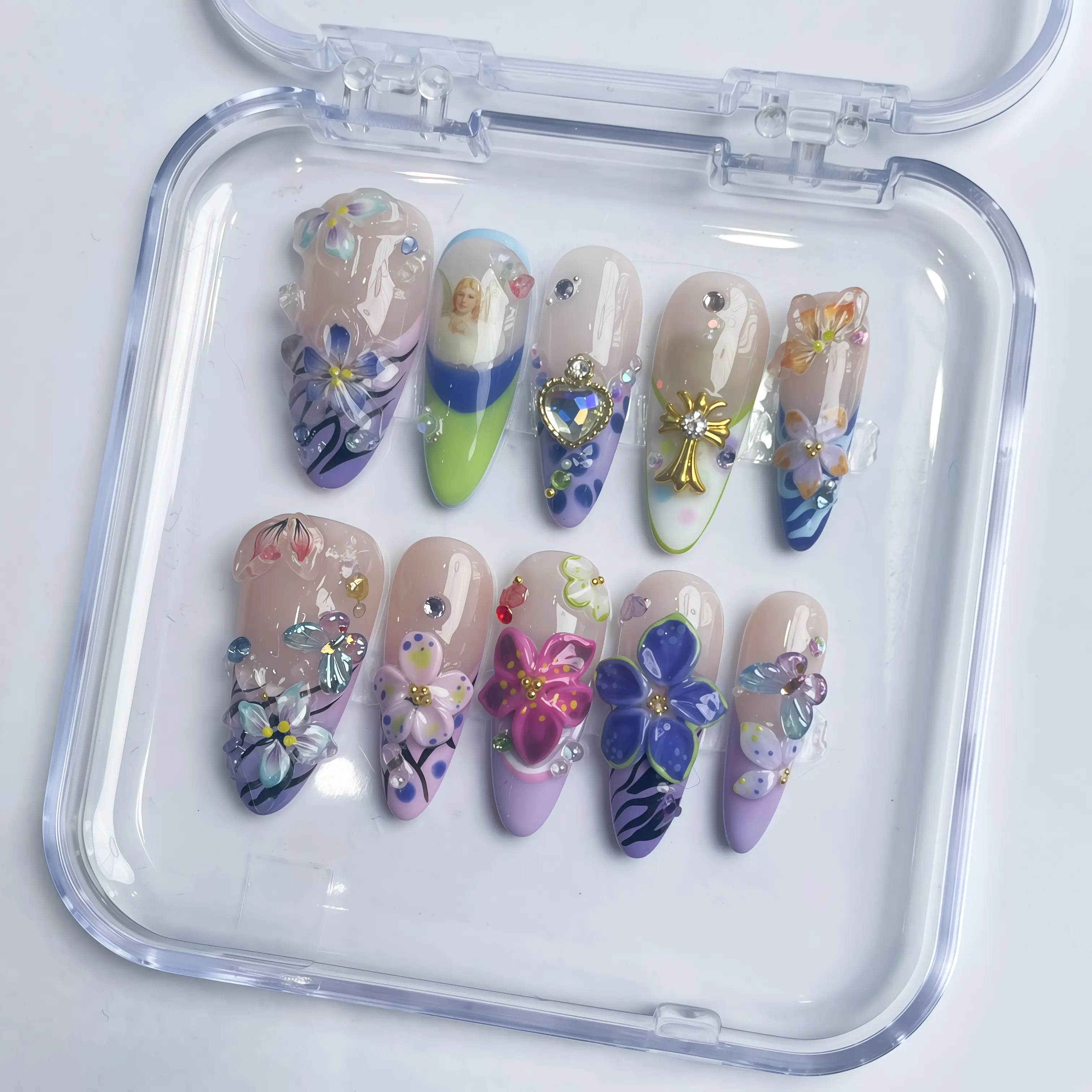 Minimani Summer Collections 10PCS Handmade Press On Nails Wedding Nails REUSABLEGel/Acrylic 2025 New arrival