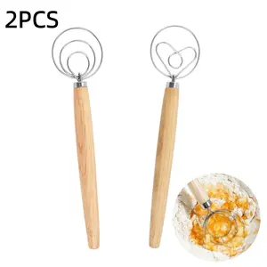 2PCS Stainless Steel Manual Mixer Set, Durable Kitchen Utensils for Cake Baking & Egg Beating, Ideal for Home Cooking Essentials