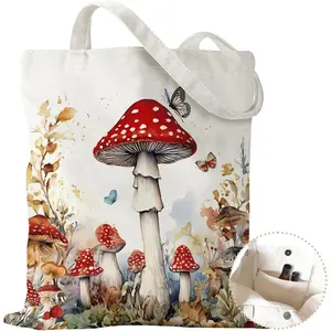 Aesthetic Canvas Tote Bag with Zipper Pockets & Snaps for Women, Shopping Grocery Bags Gifts -Work, Gym