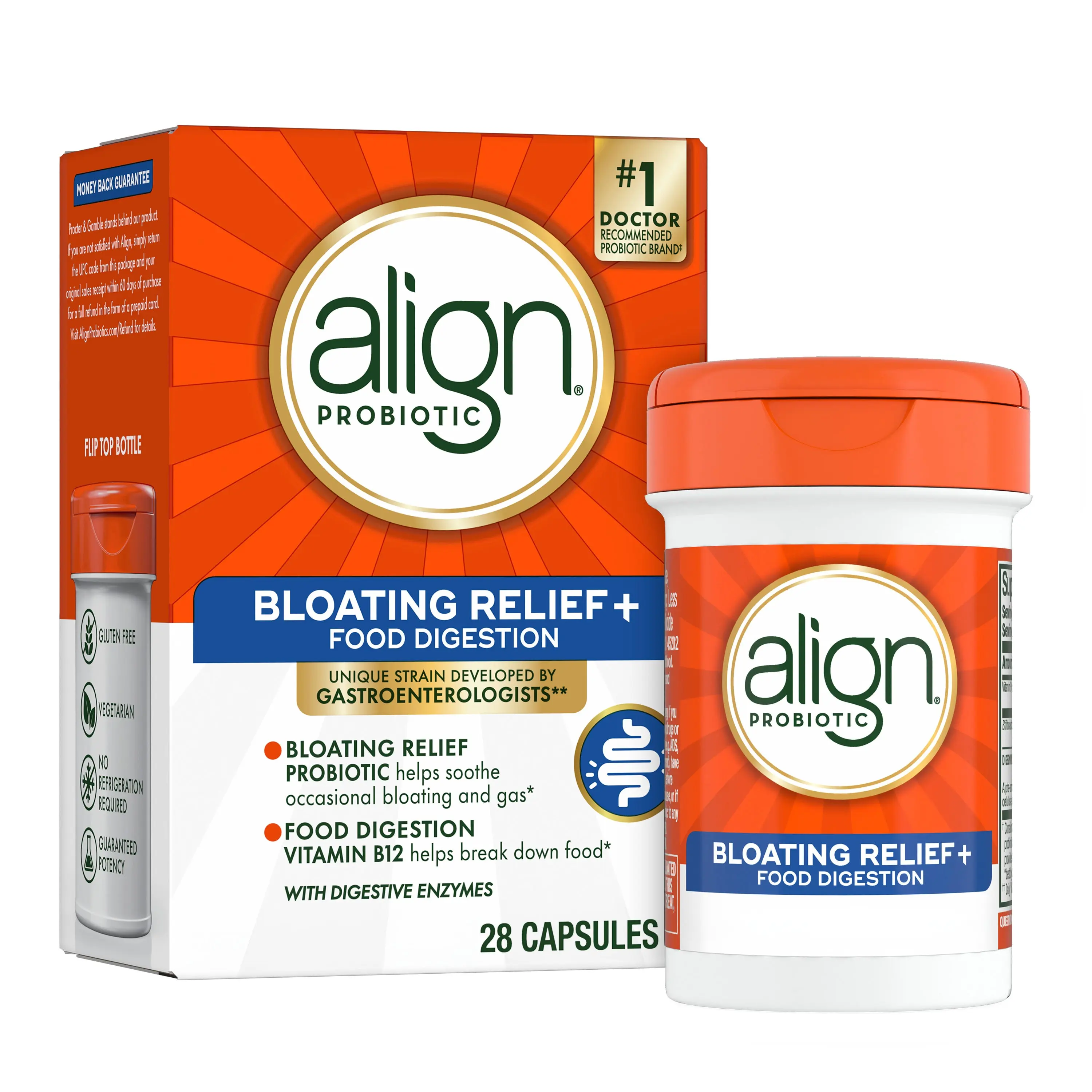 Align Probiotic Bloating Relief + Food Digestion, Probiotics for Women and Men, 28 capsules