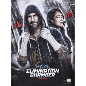 CM Punk & AJ Lee WWE Autographed 18" x 24" 2026 Elimination Chamber Event Poster Art Photograph - Limited Edition of 50 - Fanatics Authentic Certified