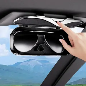 Car Sun Visor Eyeglasses Storage Box, Universal Sunglass Organizer, Multi-Functional Ticket Holder, Car Interior Accessories