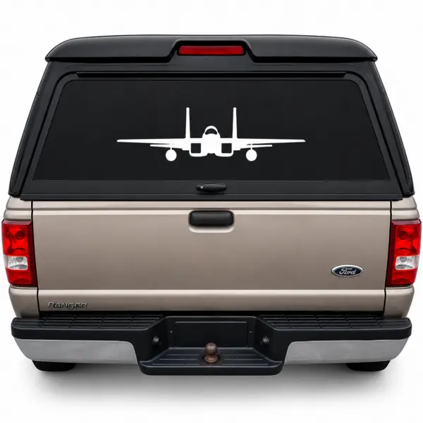 F-15 Fighter Jet Silhouette Vinyl Car Window Sticker, Weatherproof Automotive Exterior Accessory