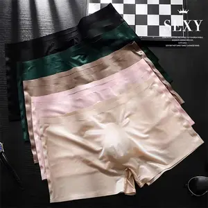 Men's Ice Silk Boxer Briefs Transparent 3D Pearl Silk Seamless Sports Fitness Boxer Shorts