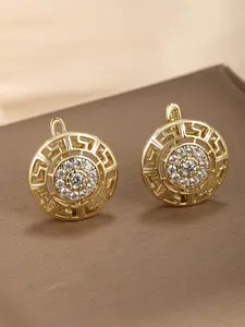 Elegant Vintage Round Sparkling Zirconia Earrings, Casual Style, Perfect for Holidays & Parties, All Seasons Wear, Zircon Inlaid, High Quality Earrings