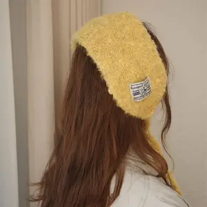 Fashion Korean Style Wool Strappy Earmuffs Solid Color Windproof Knitted Ear Covers Ear Protection Thicken Warm Earlaps Autumn