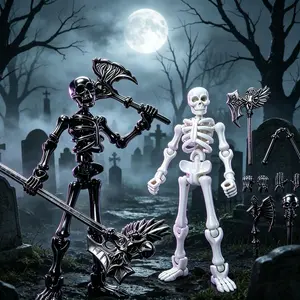 Articulated Skeleton Action Figure, Multi-Joint Posable Human Model, Customizable Block Assembly Toy, Kids’ Educational Puzzle & Halloween Decor Pendant