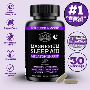 Black Forest Magnesium Sleep Aid 1695 MG - 6-in-1 Synergistic Blend with Magnesium L-Threonate, Ashwagandha, L-Theanine, Apigenin & Black Pepper - Melatonin-Free, Sugar-Free, Non-GMO, 30 Servings