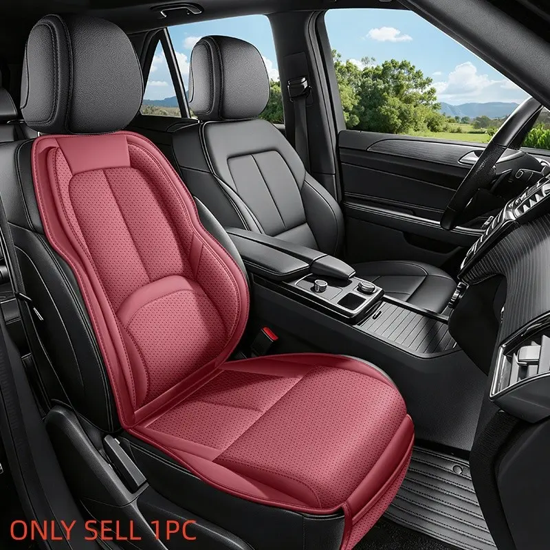 Car Front Seat Cushion PU Leather Hole Design, Car Interior Cushions, Automotive Interior Cushion, Ergonomic Backrest & Leg Support, Durable Comfortable Interior Protection, Car Seat Protector