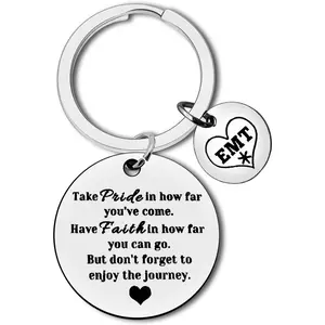 Emergency Medical Graduation EMT Keychain - Inspirational Gift for Nurse, Technician, Paramedic, Medical Student - School Graduation Keyring