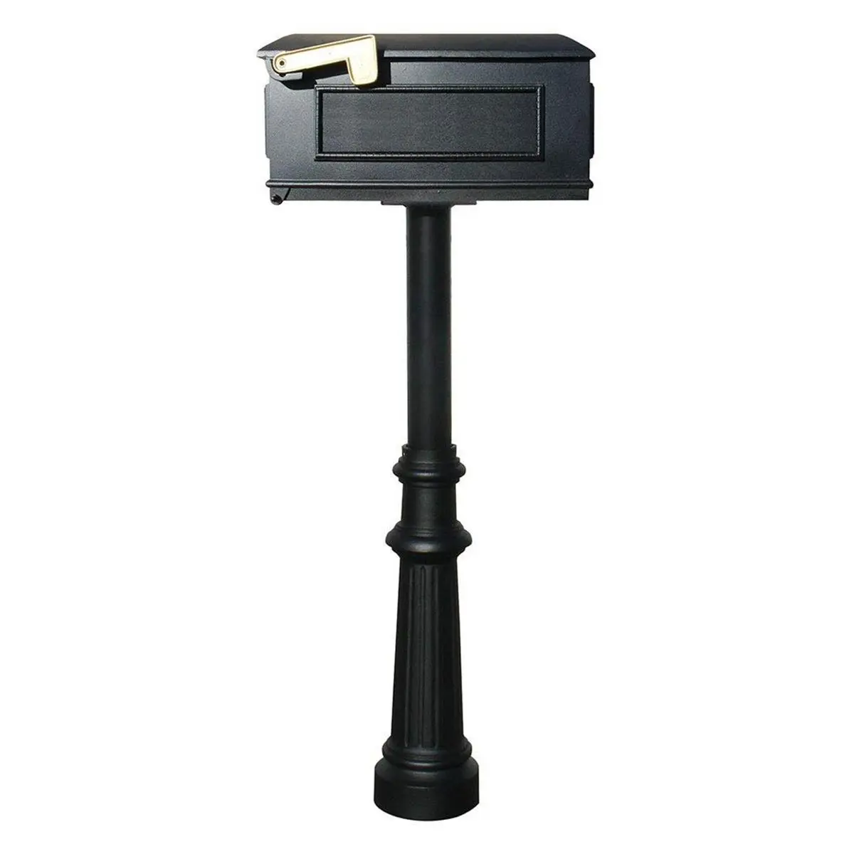 212 MAIN Hanford Aluminum Triple Black Mailbox Post System - Durable, Rust-Free, Triple Posts with Scroll Supports, Ornate Base, Mounting Plate, 60x28x3 in, 23 lbs Outdoor Waterproof Hardware Solution