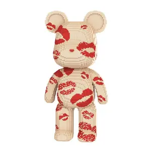 Valentine Kiss Bear(18300pcs)-Multi color compressed link 3D building block series