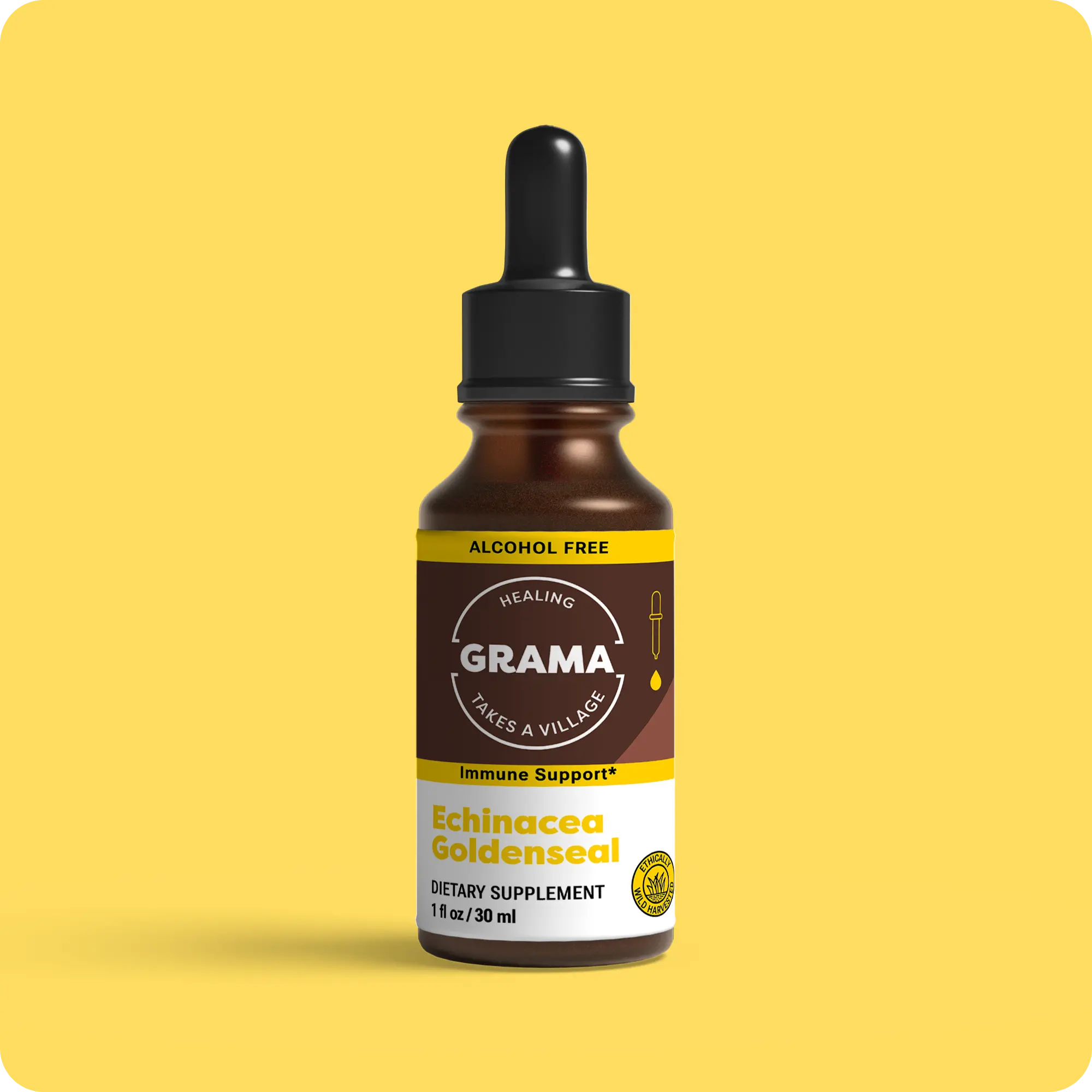 Grama Wellness Organic Echinacea Goldenseal Tincture, Immune Support & Respiratory Health, Alcohol Free, Liquid Drops Supplement for Kids & Adults with Oregon Grape Root Extract, 30 Servings