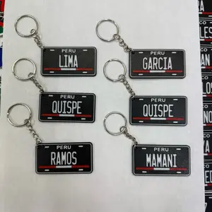PERU Llaveros de Plastico PLA Mini Placa Matricula de Peru en 3D Llavero Personalizado Apellidos Nombres Keychain Last Name Peruvian Roots Gift Mini License Plate Keychains 3D plastic PLA