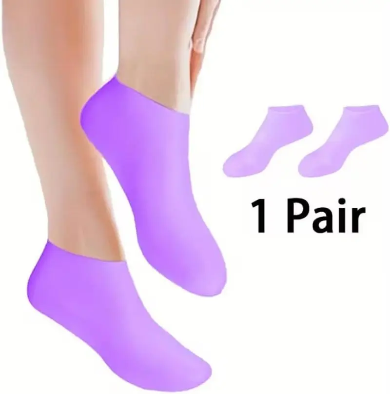 1 Pair Silicone Heel Socks for Dry Cracked Feet – Moisturizing Foot Mask with Elastic Fit, Softens Rough Skin, & Prevents Cracking