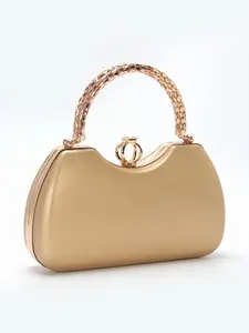 Chic PU Women's Evening Bag with Heart Lock Design, Fashionable Handbag with Unique Carry Chain, Perfect for Weddings and Parties