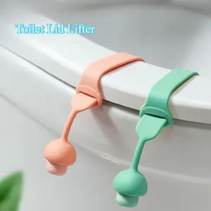 4-pcs Silicone Toilet Seat Lifter , No Touch Hygienic Toilet Lid Handle, Easy Install Bathroom Gadget, Soft Flexible Silicone Toilet Cover Lifter for Home Office Public Restroom Bathroom Accessories