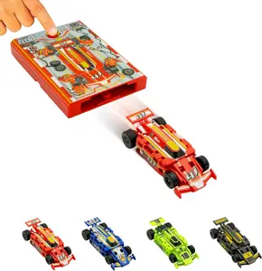 FLAT 2 FAST Original Speed Card Racer – Flat Car Racer and Pocket Size Racecar Launcher with Real Rubber Tires for High-Speed Racing – Load, Launch, Race! – Racing Red