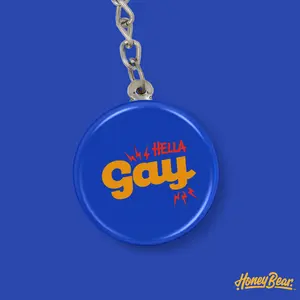 'Hella Gay' Keychain - Bold LGBTQ+ Keychain with 1.5-inch Design & 4-inch Chain Length