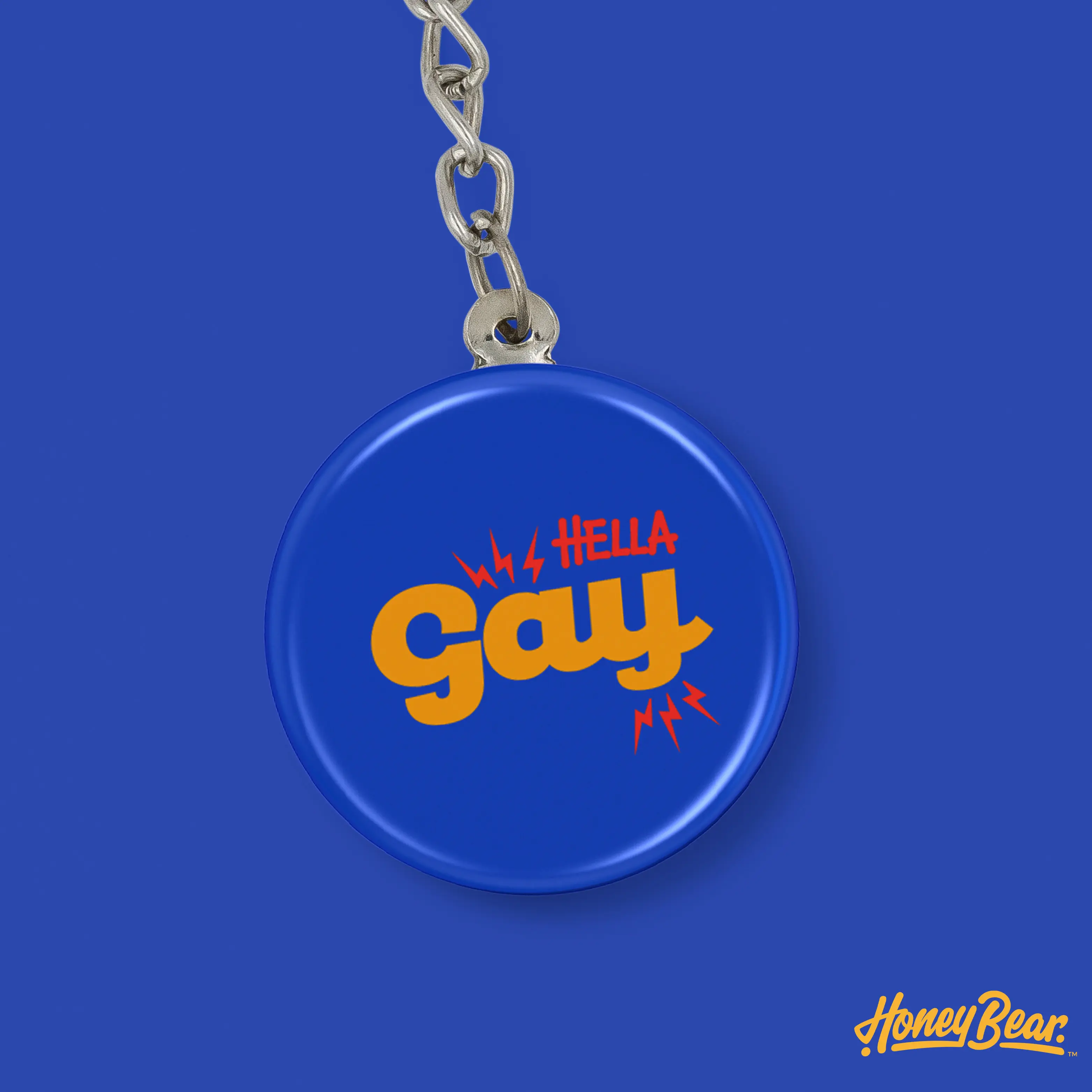 'Hella Gay' Keychain - Bold LGBTQ+ Keychain with 1.5-inch Design & 4-inch Chain Length