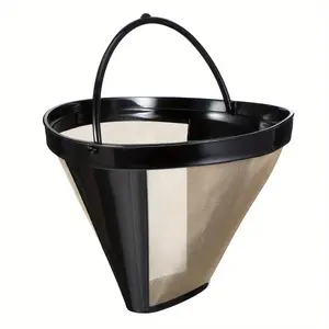 1pc Espresso Filter Basket Replacement, Reusable Stainless Steel Mesh No.4 Cone Coffee Maker Filters, Compatible with Ninja Coffee Bar Brewer