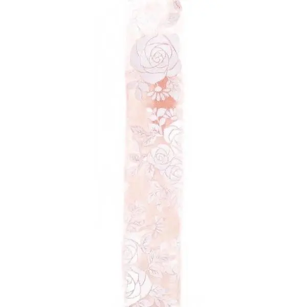 1.5" x 10yd Multi Roses Ribbon – Peach Silver