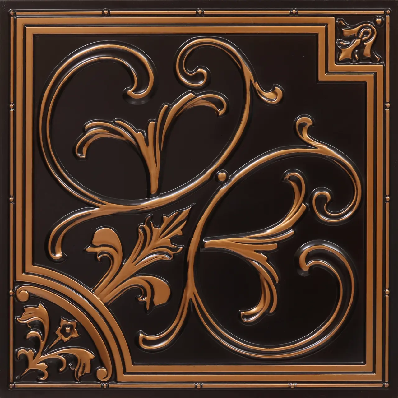 From Plain To Beautiful In Hours Lilies and Swirls #204 Drop Ceiling Tiles, 2 ft x 2 ft Glue-Up or Lay-In Faux Tin Tiles, Durable PVC Construction (Pack of 10, 40 sqft)