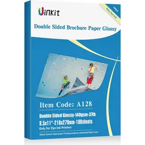 100 sheets Brochure Paper Glossy Double Sided 8.5x11 Inkjet 37lb 140gsm Dye ink Thin Photo Picture Flyer Calendar Magazine CD Cover letter