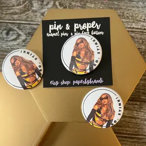 B Go Stink Pin Back Button Pin