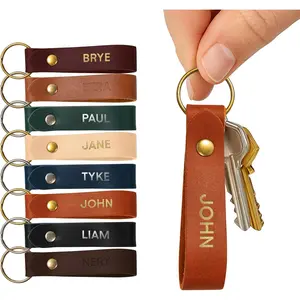 Northwind Personalized Leather Keychain – Custom Full Grain Key Ring Fob – Handmade in USA Gift for Men, Women and Couples